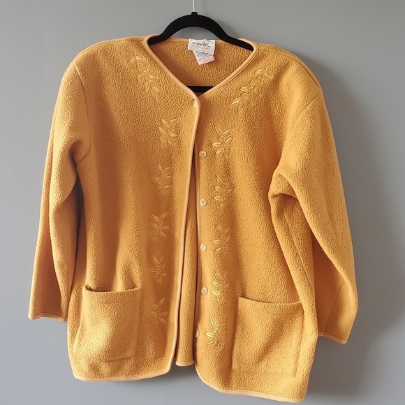 Vintage Sweaters - Vintage 90s Twik Grandma Fleece Cardigan